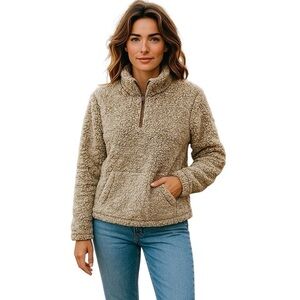 Sabrina Lauren NY Teddy Bear Sherpa Fleece Pullover Jacket Small